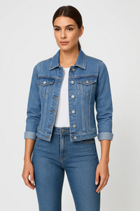Damen klassische Jeansjacke | Leichte – Hellblau