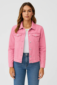 Damen klassische Jeansjacke | Leichte – Rosa