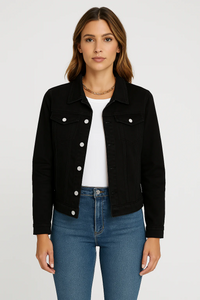 Damen klassische Jeansjacke | Leichte – Schwarz