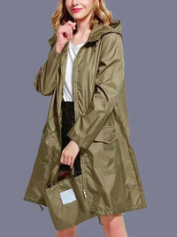 Damen klassischer Outdoor-Regenmantel | Wasserdichte – Khaki