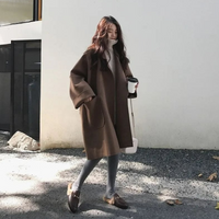 Damen klassischer Winter-Trenchcoat | Übergroß – Koffee