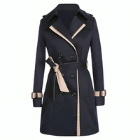 Damen klassischer Winter-Trenchcoat | Lang – Schwarz
