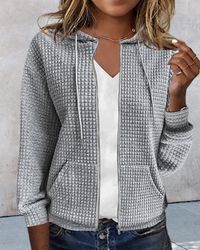 Damen lässiger Hoodie | Reißverschluss – Grau