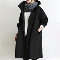 Damen lässiger wasserabweisender Trenchcoat | Wasserdichte – Schwarz