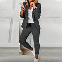 Damen lässiges Blazer- und Hosen-Set | Moderner – Grau