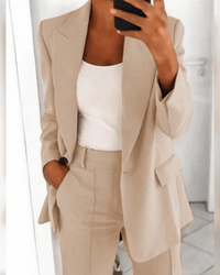 Damen lässiges modernes Anzug-Set | Twin – Beige