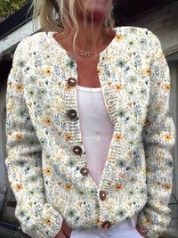 Charlotte | Damen Langarm Strick-Cardigan mit Blumenmuster – Stil 2