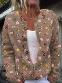 Charlotte | Damen Langarm Strick-Cardigan mit Blumenmuster – Stil 5