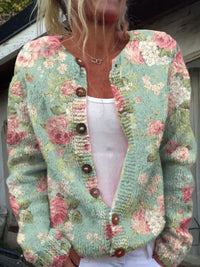Charlotte | Damen Langarm Strick-Cardigan mit Blumenmuster – Stil 6