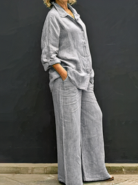 Damen Langarmshirt-und-Hosen-Set | Elegante – Grau