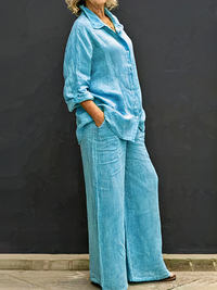 Damen Langarmshirt-und-Hosen-Set | Elegante – Hellblau