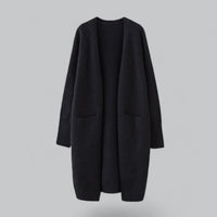 Clara | Damen Langer Oversized Kaschmir Strick Cardigan – Schwarz