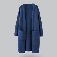 Clara | Damen Langer Oversized Kaschmir Strick Cardigan – Blau