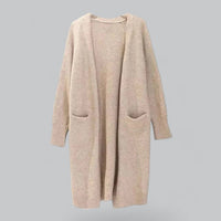 Clara | Damen Langer Oversized Kaschmir Strick Cardigan – Khaki