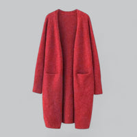 Clara | Damen Langer Oversized Kaschmir Strick Cardigan – Rot