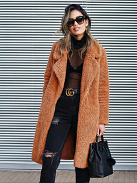 Damen langer und warmer eleganter Mantel | Winter – Schokolade