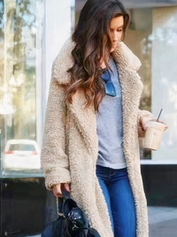 Damen langer und warmer eleganter Mantel | Winter – Aprikose