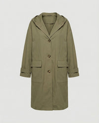 Annika | Damen Langer Wasserabweisender Windproof Trench Coat mit Kapuze – Grün