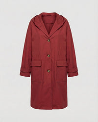 Annika | Damen Langer Wasserabweisender Windproof Trench Coat mit Kapuze – Rot