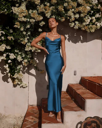Damen langes elegantes Kleid für Hochzeitsgäste | Maxi – Blau