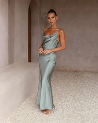 Damen langes elegantes Kleid für Hochzeitsgäste | Maxi – Hellgrün