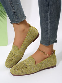 Damen Loafer mit perforierter Oberfläche und quadratischem Zehenbereich – Grün