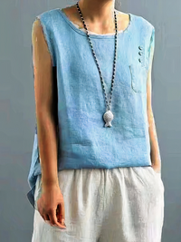 Damen luftiges ärmelloses Sommertop | Sommer – Hellblau