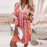 Damen luftiges Boho-Sommerkleid | Mini – Rosa-Rot