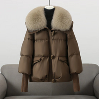 Damen luxuriöse Daunenjacke | Winter – Braun