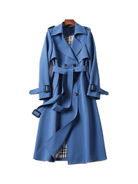 Damen luxuriöser klassischer Trenchcoat | Herbst – Blau