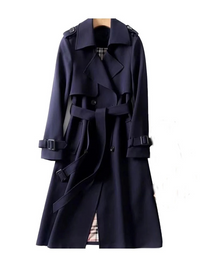 Damen luxuriöser klassischer Trenchcoat | Herbst – Marine