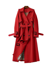 Damen luxuriöser klassischer Trenchcoat | Herbst – Rot