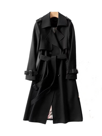 Damen luxuriöser klassischer Trenchcoat | Herbst – Schwarz
