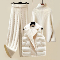 Damen luxuriöses 3-teiliges Pullover-Set | Winter – Beige