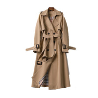 Damen Mantel mit doppelreihiger Knopfleiste und Taillengürtel – Beige
