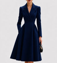 Nora | Damen Mantelkleid tailliert geschnitten elegante Formal Dresses Midi – Marine