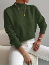 Elisabeth | Damen Mock-Turtleneck Langarm Relaxed-Fit Sweater – Grün