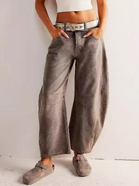 Damen moderne trendige Jeans | Baggy – Camel