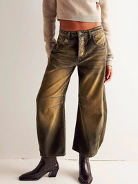Damen moderne trendige Jeans | Baggy – Karamell