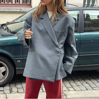Damen moderner Blazermantel | Übergroß – Grau