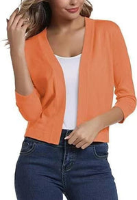 Katharina | Damen Offener Kurzjacken-Cardigan mit 3/4-Ärmeln – Orange