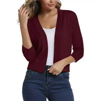 Katharina | Damen Offener Kurzjacken-Cardigan mit 3/4-Ärmeln – Bitte gib den zu übersetzenden Text an.