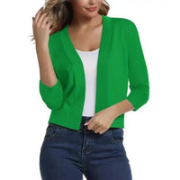 Katharina | Damen Offener Kurzjacken-Cardigan mit 3/4-Ärmeln – Hellgrün