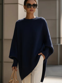 Charlotte | Damen Oversized Fledermausarm Strick Sweater – Marine