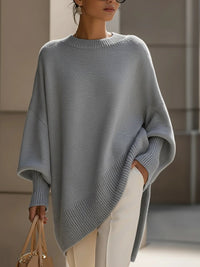 Charlotte | Damen Oversized Fledermausarm Strick Sweater – Grau