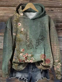 Elisabeth | Damen Oversized Floral Knit Sweater Hoodie mit Kapuze – Eine Farbe