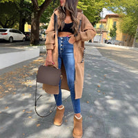 Marlene | Damen Oversized Hoodie Women Coat Langer Kapuzenmantel – Khaki