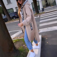 Marlene | Damen Oversized Hoodie Women Coat Langer Kapuzenmantel – Beige
