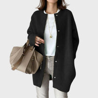 Clara | Damen Oversized Kaschmir Cardigan mit Druckknöpfen – Schwarz