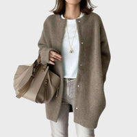 Clara | Damen Oversized Kaschmir Cardigan mit Druckknöpfen – Kaffeebraun